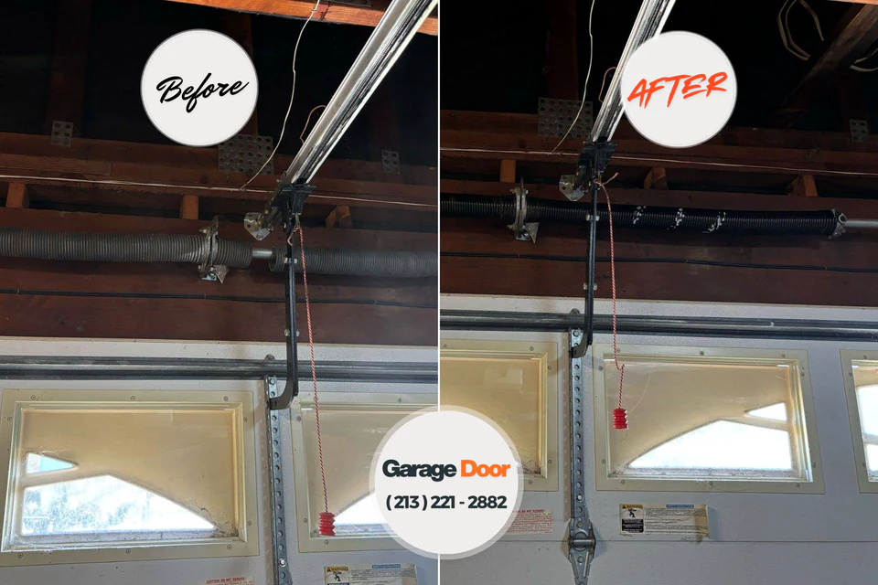 Before and after: garage door repair Youngsville, NC